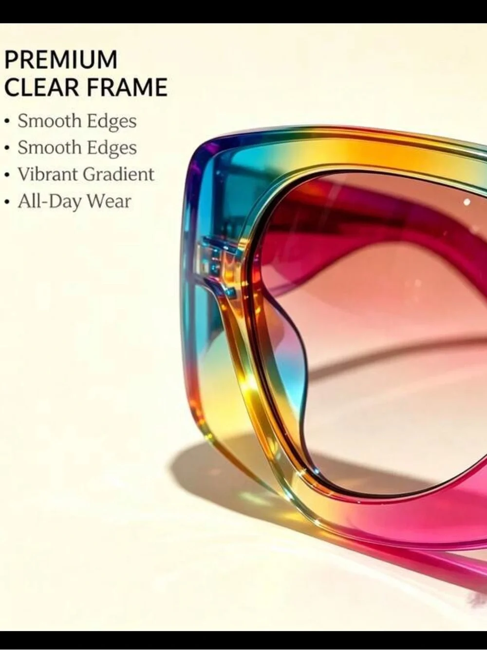 Rainbow Polygonal Vibrant Rainbow Fashion Icon Sunglasses - Multicolor